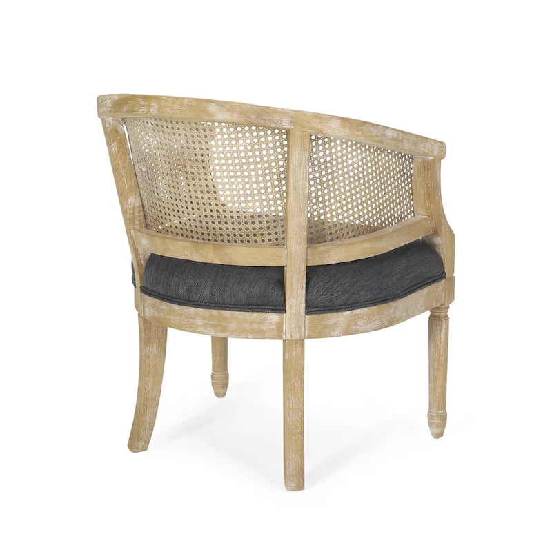 French Country Wood and Cane Accent Chair