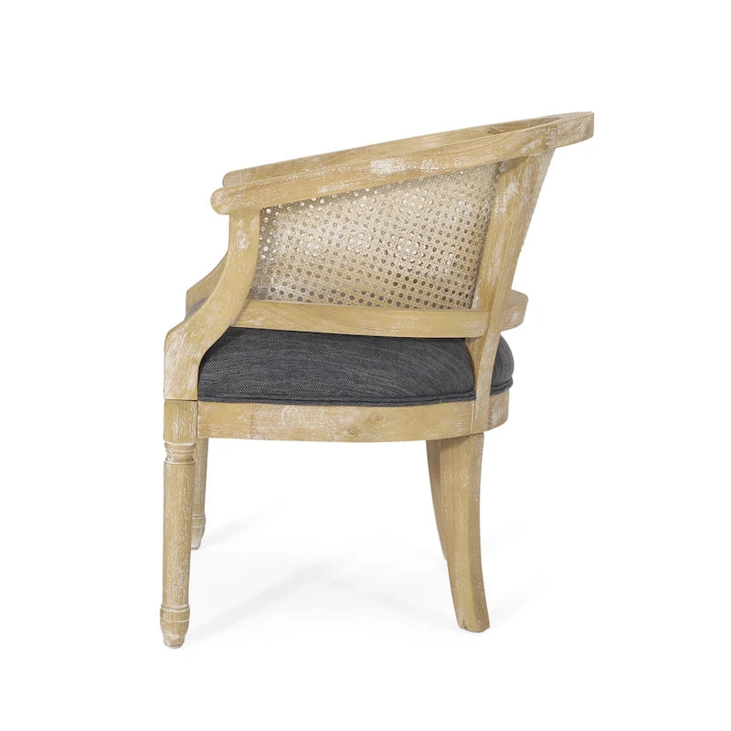 French Country Wood and Cane Accent Chair