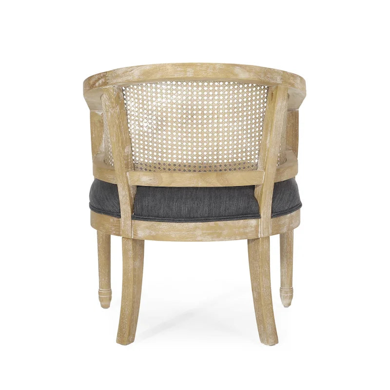 French Country Wood and Cane Accent Chair