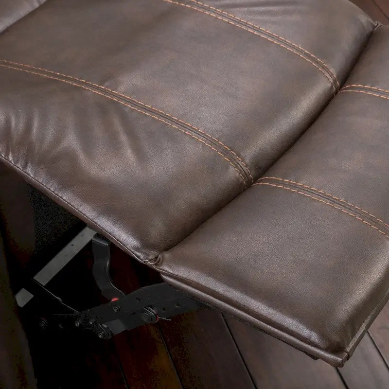 Bonded Leather Glider Recliner with Nailhead Trim