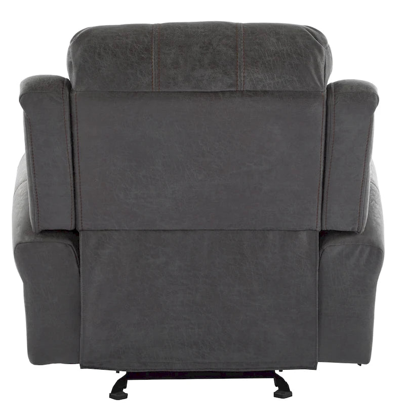 Bonded Leather Glider Recliner with Nailhead Trim