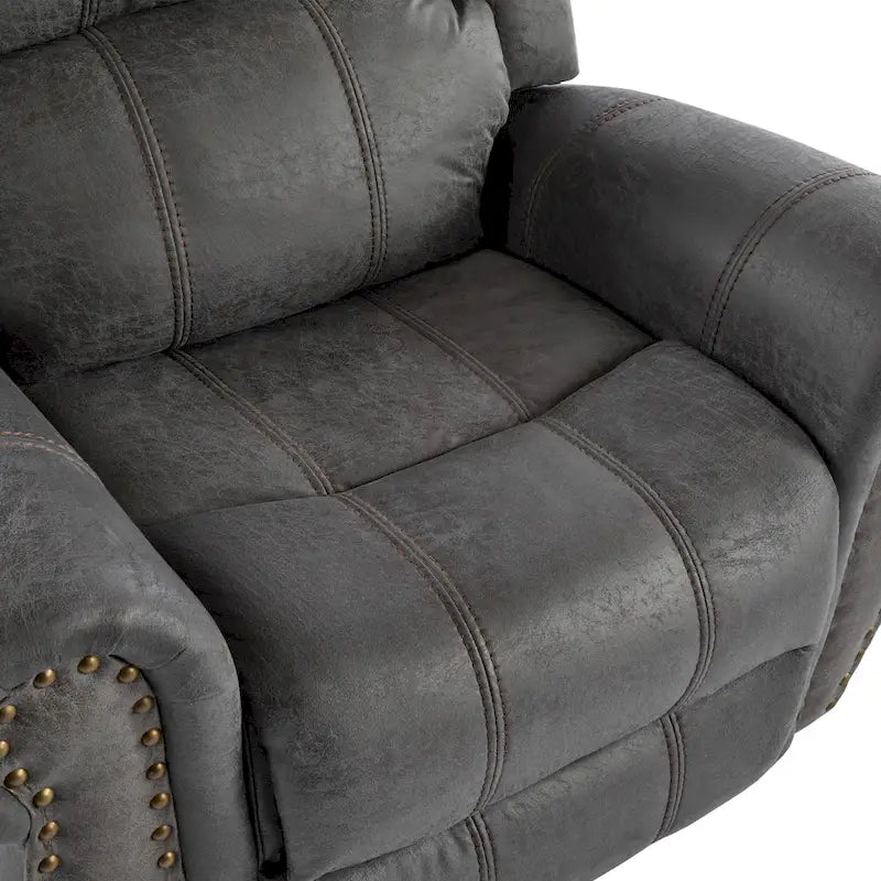 Bonded Leather Glider Recliner with Nailhead Trim