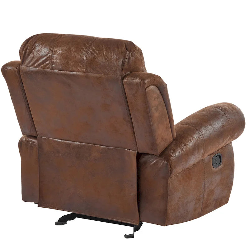 Bonded Leather Glider Recliner with Nailhead Trim