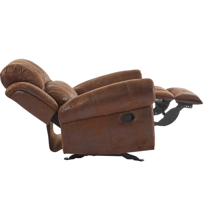 Bonded Leather Glider Recliner with Nailhead Trim
