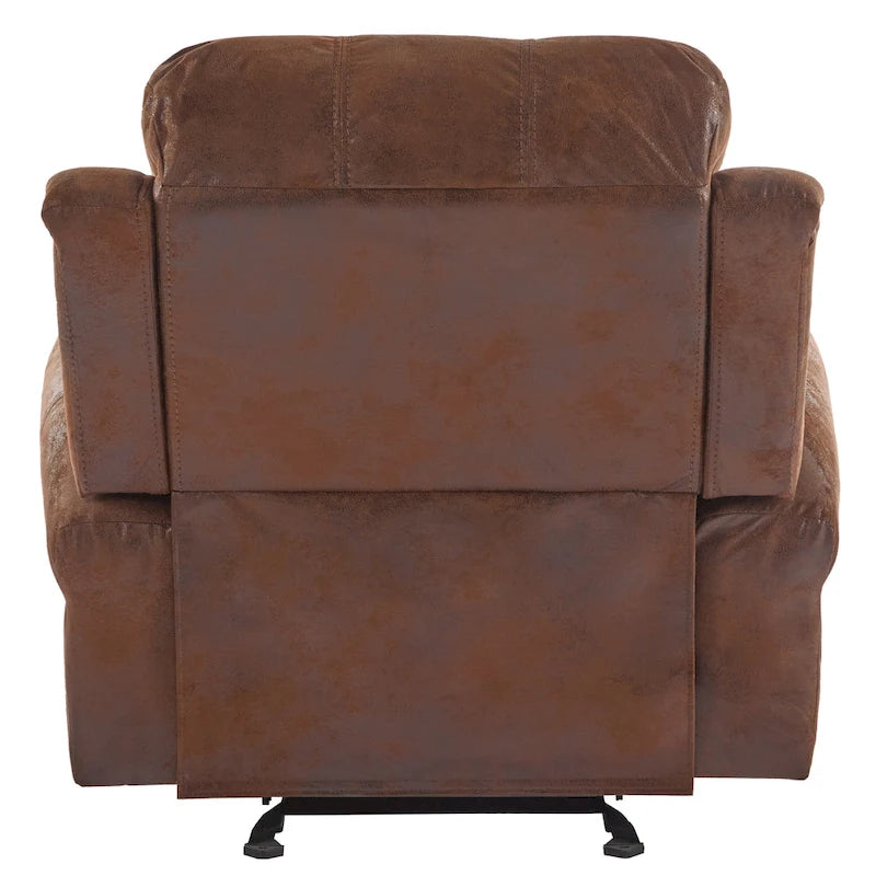 Bonded Leather Glider Recliner with Nailhead Trim