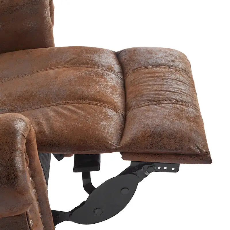 Bonded Leather Glider Recliner with Nailhead Trim
