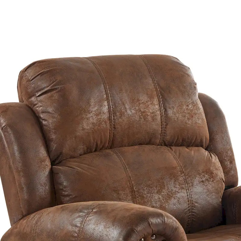 Bonded Leather Glider Recliner with Nailhead Trim