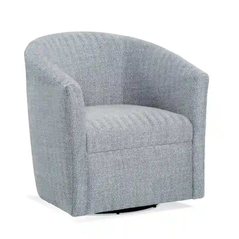 Herringbone Upholstered Swivel Barrel Accent Chair