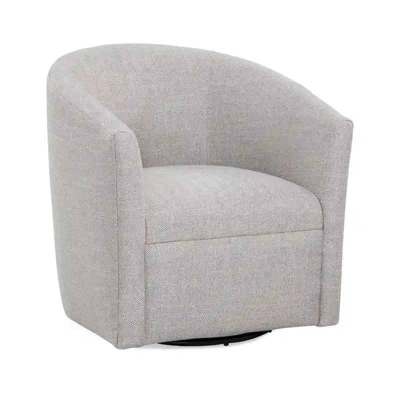 Herringbone Upholstered Swivel Barrel Accent Chair