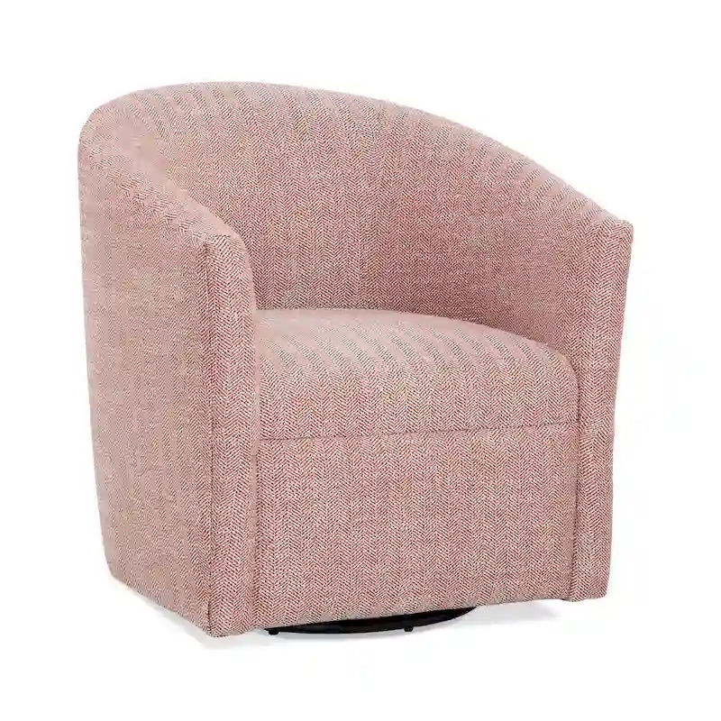 Herringbone Upholstered Swivel Barrel Accent Chair