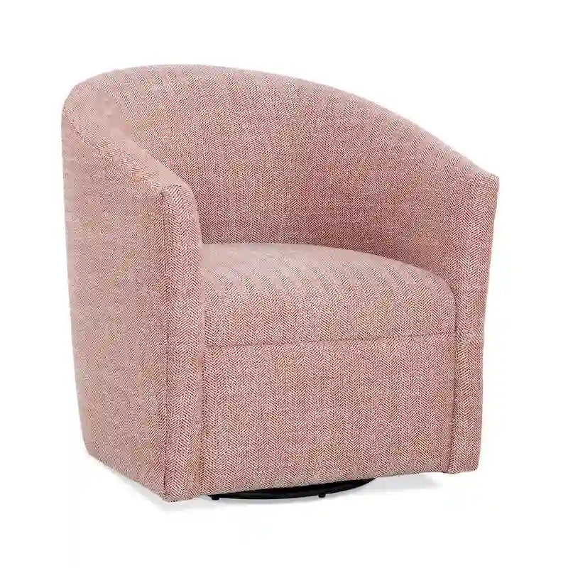 Herringbone Upholstered Swivel Barrel Accent Chair