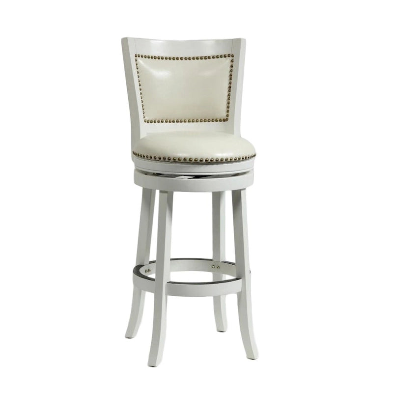 Solid Hardwood Swivel Bar Stool with Faux Leather Seat