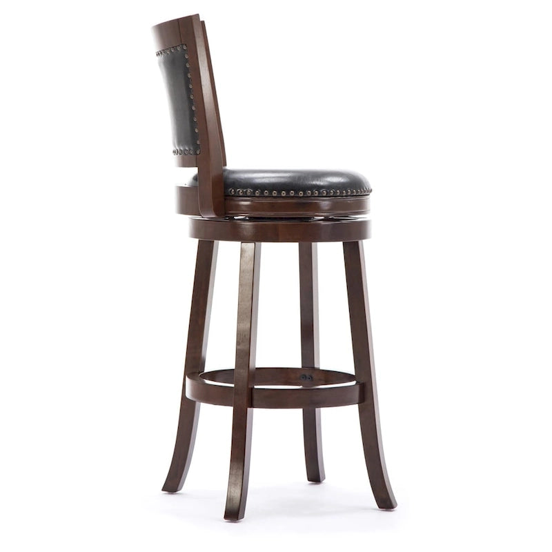 Solid Hardwood Swivel Bar Stool with Faux Leather Seat