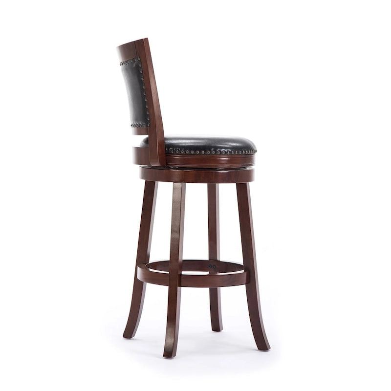 Solid Hardwood Swivel Bar Stool with Faux Leather Seat