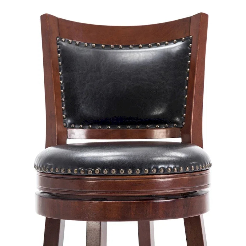 Solid Hardwood Swivel Bar Stool with Faux Leather Seat