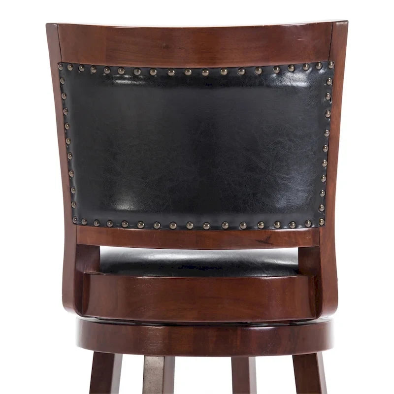 Solid Hardwood Swivel Bar Stool with Faux Leather Seat