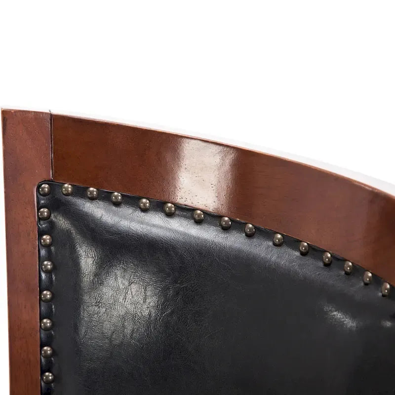 Solid Hardwood Swivel Bar Stool with Faux Leather Seat
