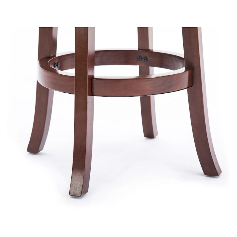 Solid Hardwood Swivel Bar Stool with Faux Leather Seat