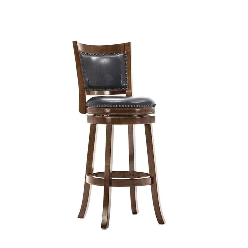 Solid Hardwood Swivel Bar Stool with Faux Leather Seat
