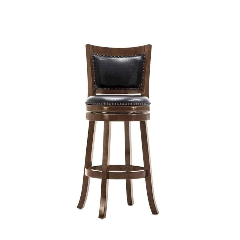 Solid Hardwood Swivel Bar Stool with Faux Leather Seat