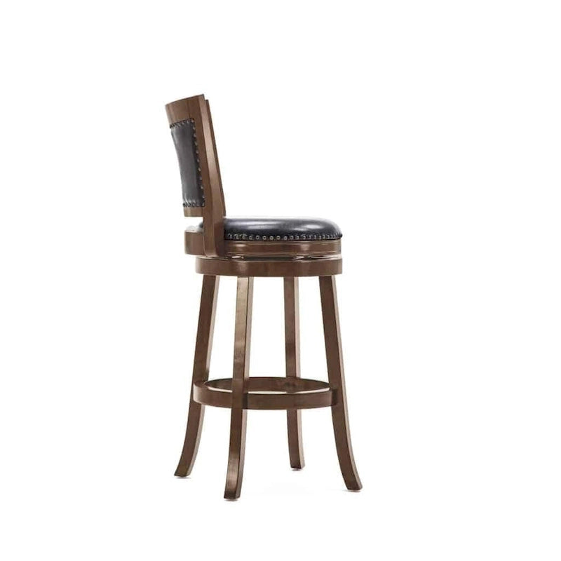Solid Hardwood Swivel Bar Stool with Faux Leather Seat