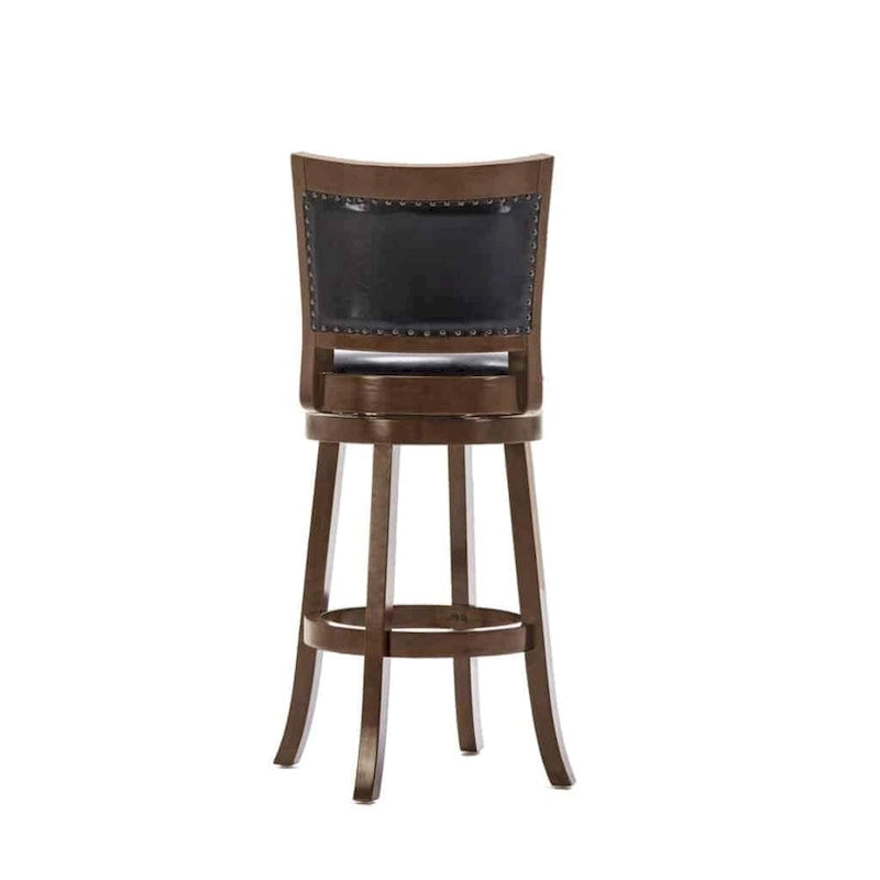 Solid Hardwood Swivel Bar Stool with Faux Leather Seat