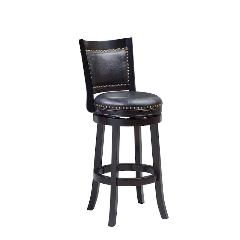 Solid Hardwood Swivel Bar Stool with Faux Leather Seat