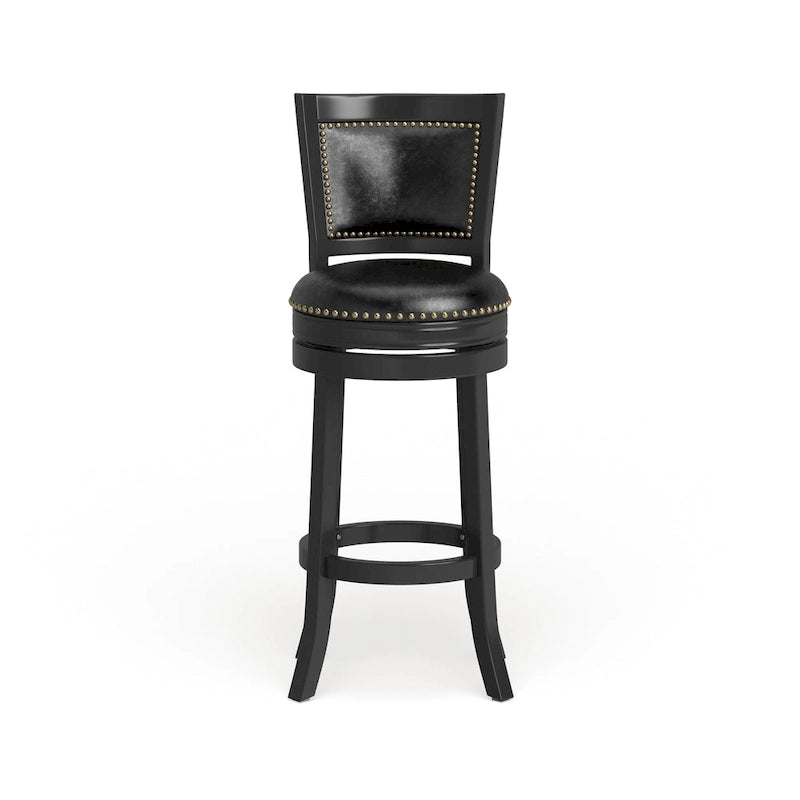 Solid Hardwood Swivel Bar Stool with Faux Leather Seat