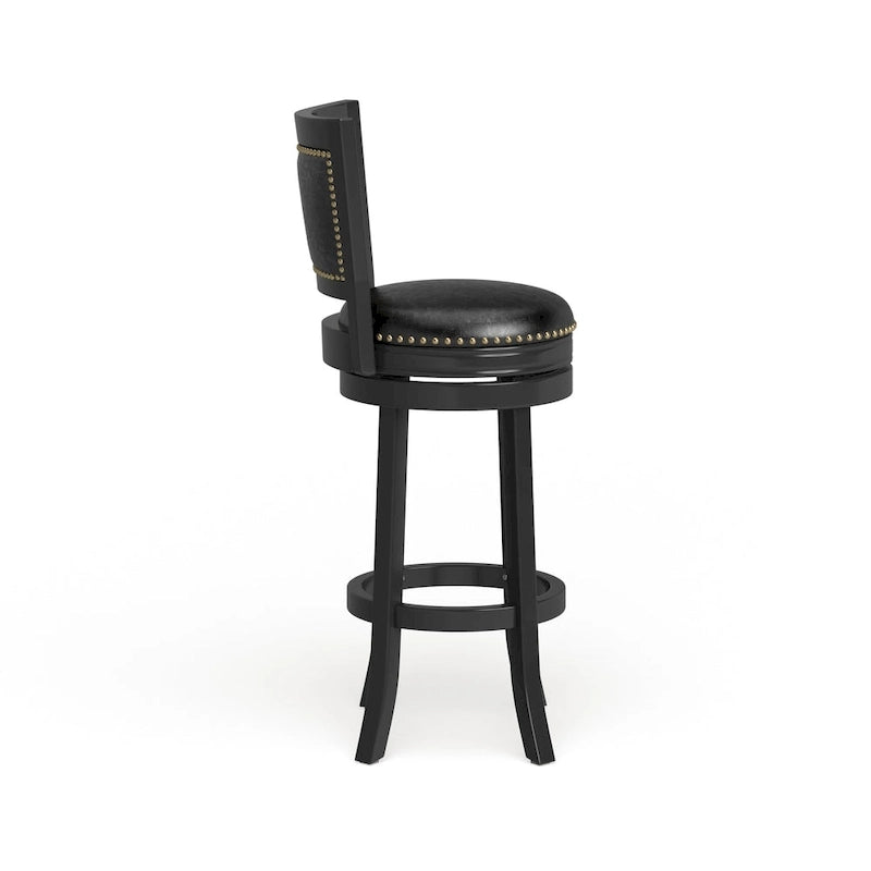 Solid Hardwood Swivel Bar Stool with Faux Leather Seat