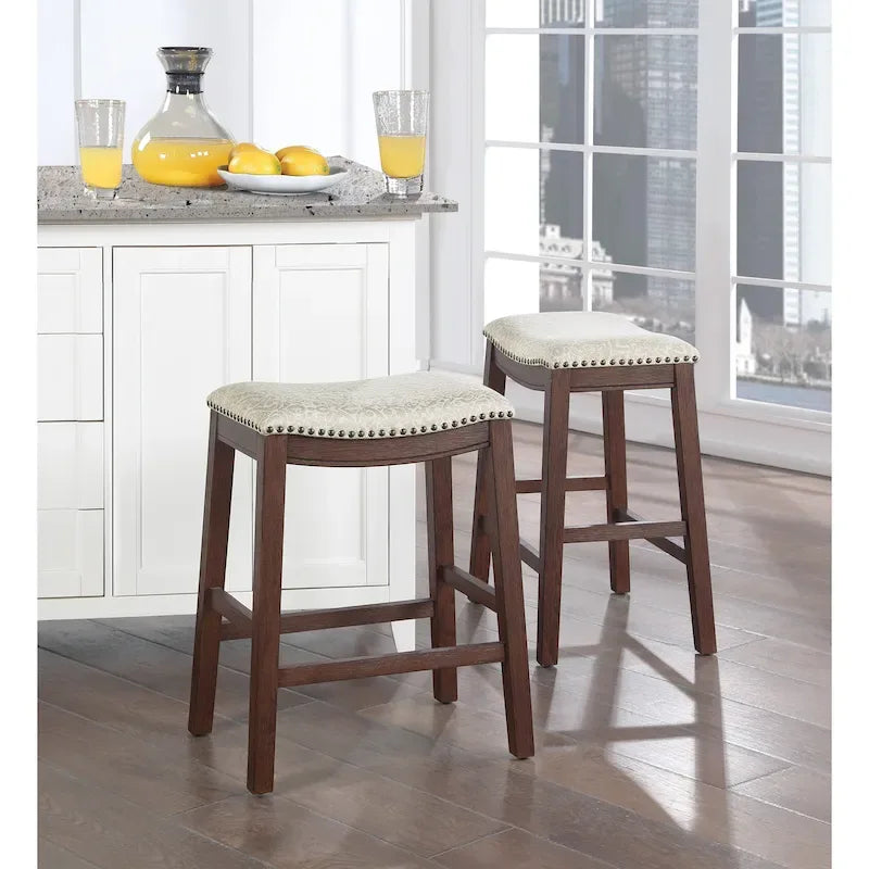 24-Inch Padded Saddle Counter Stools, Set of 2