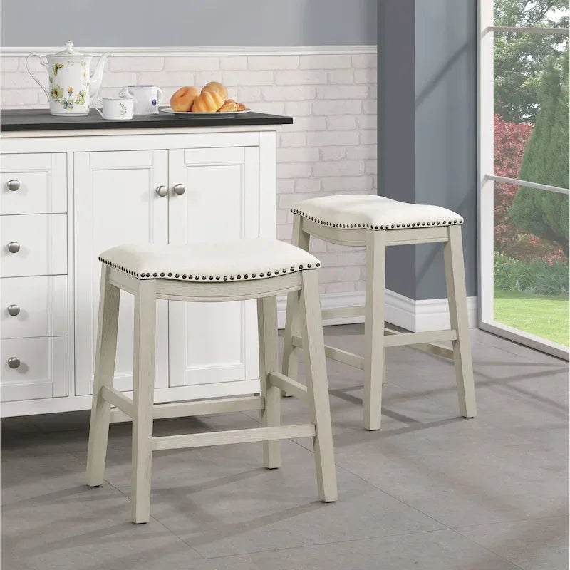 24-Inch Padded Saddle Counter Stools, Set of 2
