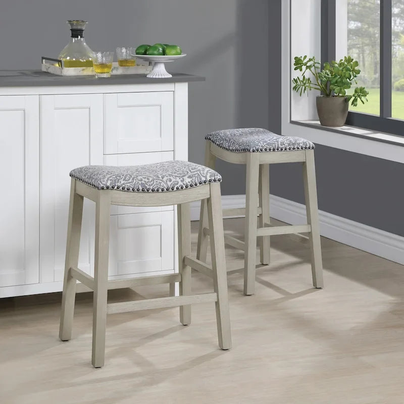 24-Inch Padded Saddle Counter Stools, Set of 2