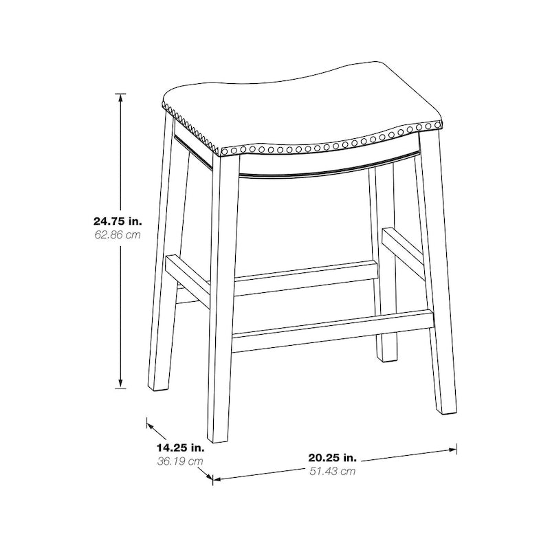 24-Inch Padded Saddle Counter Stools, Set of 2