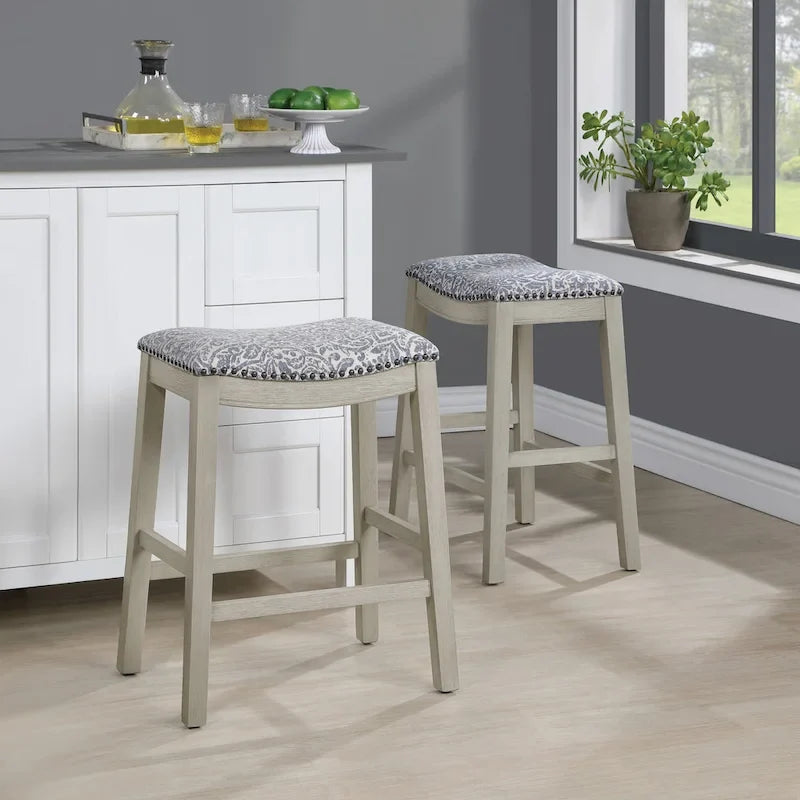 24-Inch Padded Saddle Counter Stools, Set of 2