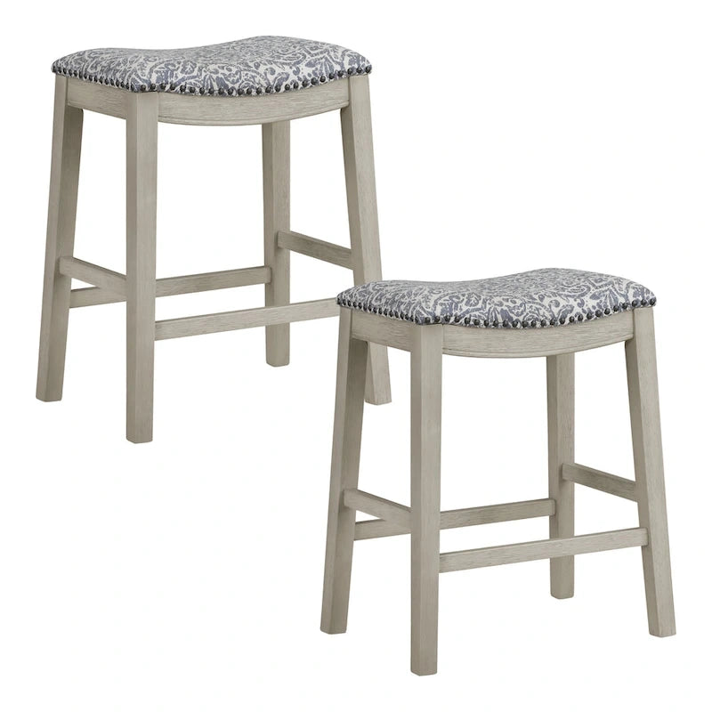 24-Inch Padded Saddle Counter Stools, Set of 2