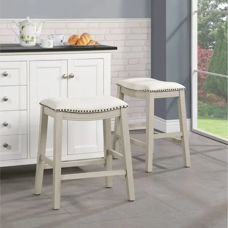 24-Inch Padded Saddle Counter Stools, Set of 2