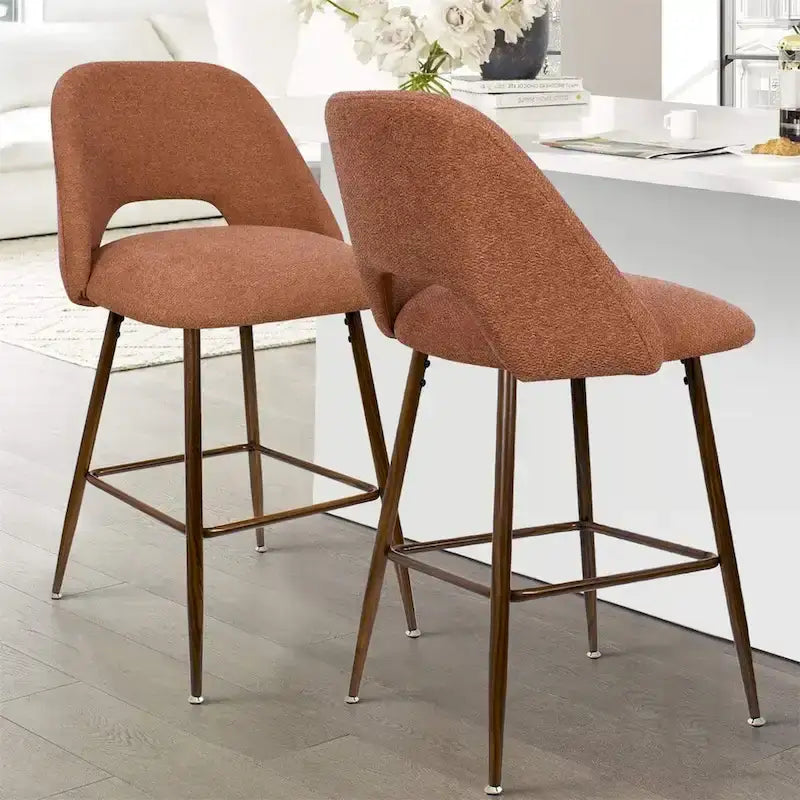 Gepolsterte Barhocker mit Walnussholzbeinen, 2er-Set
