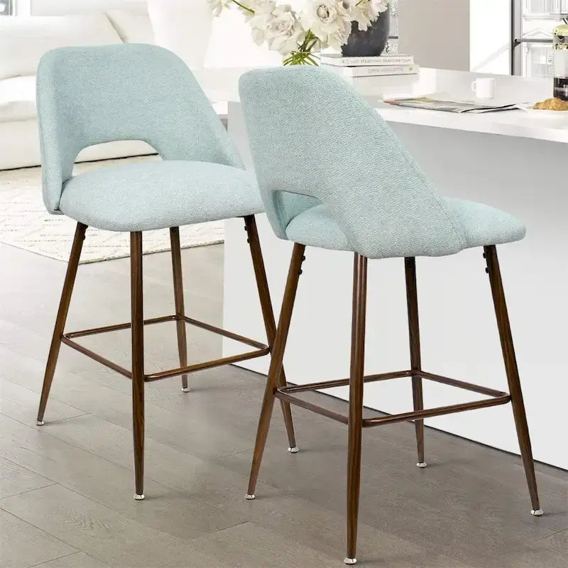 Gepolsterte Barhocker mit Walnussholzbeinen, 2er-Set