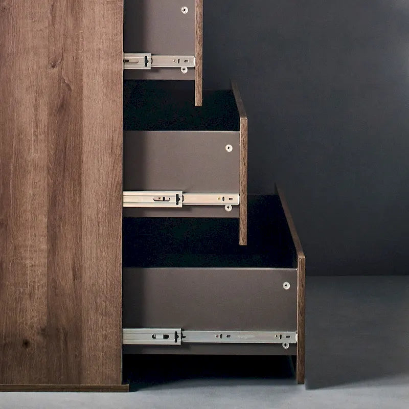 Cassettiera contemporanea rustica grigia a quattro cassetti