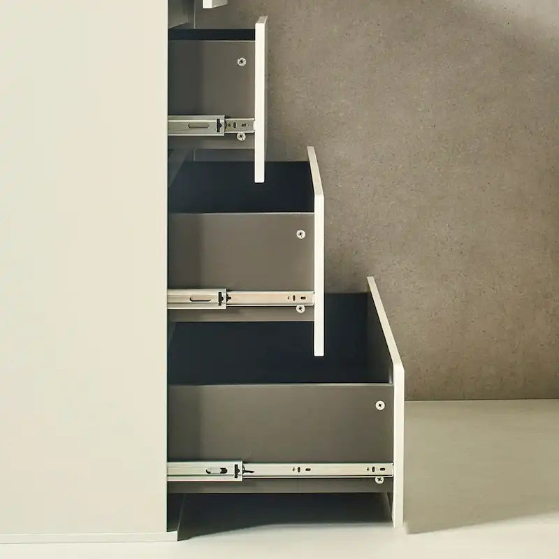 Cassettiera contemporanea rustica grigia a quattro cassetti