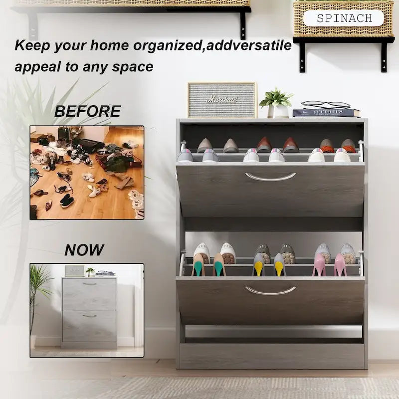 Two-Tier Entryway Shoe Storage Cabinet