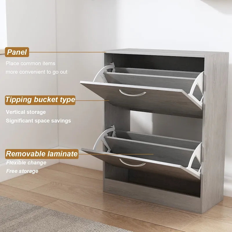 Two-Tier Entryway Shoe Storage Cabinet