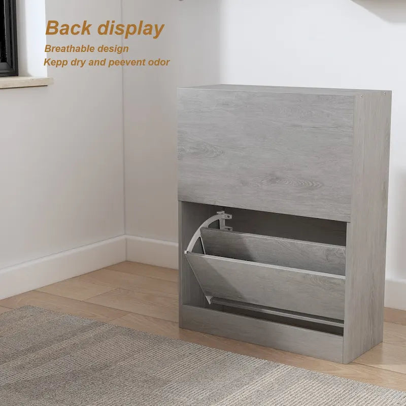 Two-Tier Entryway Shoe Storage Cabinet