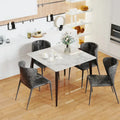 Square Sintered Stone Dining Table with Marble-Effect Top