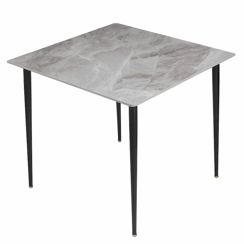Square Sintered Stone Dining Table with Marble-Effect Top