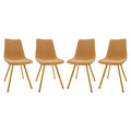 PU Leather Dining Chairs with Gold Metal Legs, Set of 4