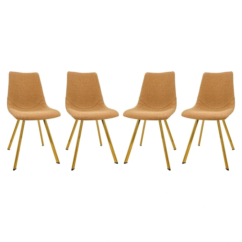 PU Leather Dining Chairs with Gold Metal Legs, Set of 4