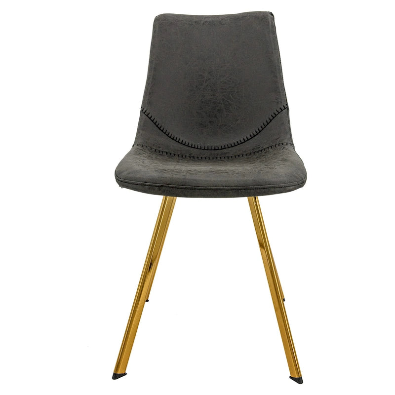 PU Leather Dining Chairs with Gold Metal Legs, Set of 4