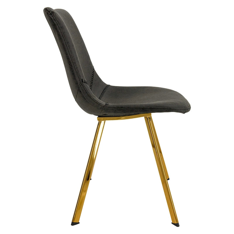 PU Leather Dining Chairs with Gold Metal Legs, Set of 4