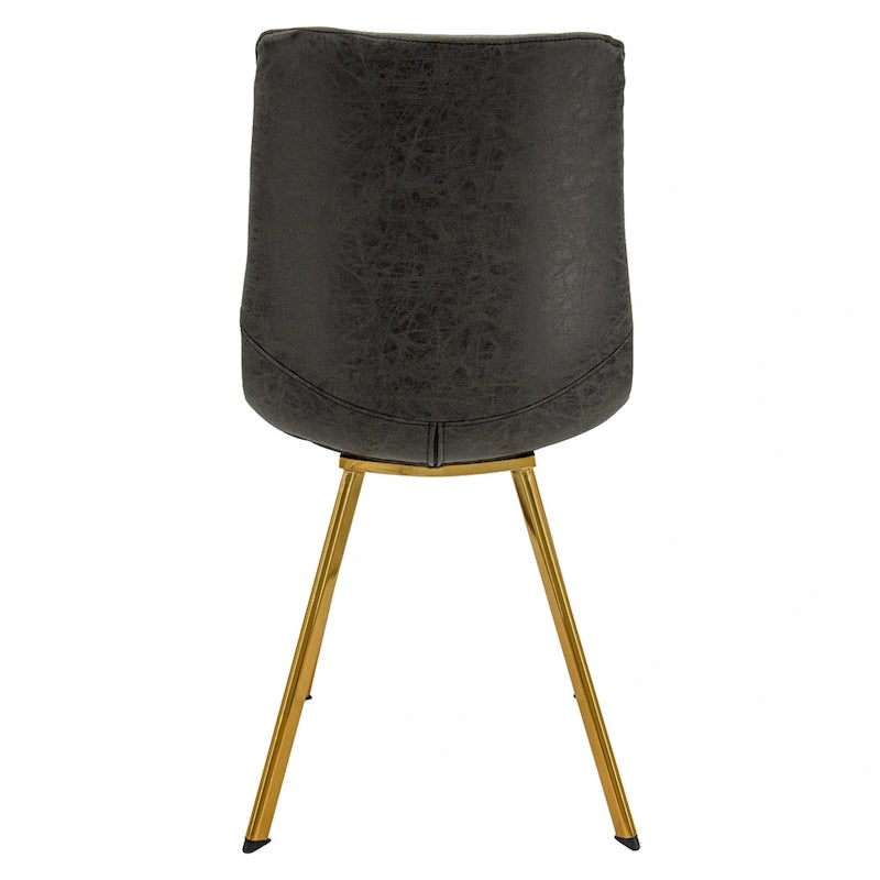 PU Leather Dining Chairs with Gold Metal Legs, Set of 4
